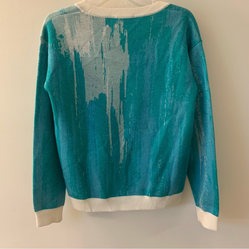 Anthropologie Artwork Lauren C Walcott Wool Blend Mixed Media Lama Sweater - Picture 7 of 11